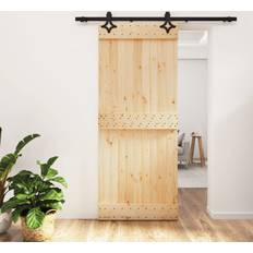 Døre vidaXL Sliding Door Barn Door with Hardware Set Wood Pine (x210cm)