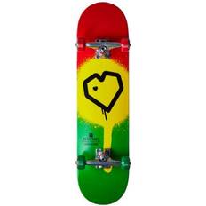 Blue Print Spray Heart V2 Complete Skateboard Rasta 2 Red/Yellow/Green 8"