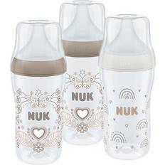 Nuk Biberon Nuk Set di 3 bottiglie Perfect Match con temperatura Control 260 ml da 3 mesi in bianco e beige