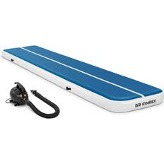 Gymrex Træningsmåtte inkl. luftpumpe Airtrack 500 x 100 x 20 cm 250 kg blå/hvid GR-ATM6-SET