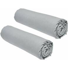 Draps Today Lot De 2 Draps Housses Essential 140 x 190 cm 2 Personnes 100% Coton Acier Gris Drap Gris