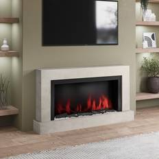 Concrete Stone Effect Free Standing Electric Fireplace with LED Lights 62 Inch