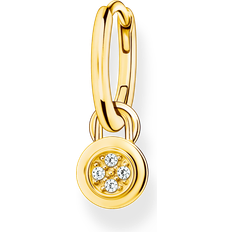 Women - Yellow Earrings Thomas Sabo Gold Plated Zirconia Charm Carrier Single Hoop Earring
