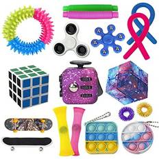 ZCOINS ZCOINS Fidget Toy Pack Infinity Cube Flippy Chain Peapod Marble Mesh Fidget Stretchy Band 17 Pack