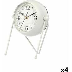 Blanco Relojes de Mesa Gift Decor Blanco Metal 18 x 21 x 12 cm (4 Unidades) Reloj de Mesa