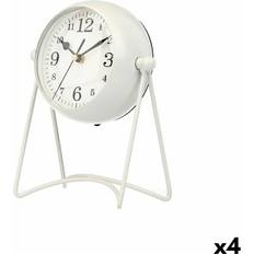 Blanco Relojes de Mesa Gift Decor Blanco Metal 15.5 x 20 x 11 cm (4 Unidades) Reloj de Mesa