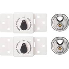 White Padlocks ABUS 0077124 141/200 Diskus Integral Van Lock 26/70mm Padlock Twin Pack