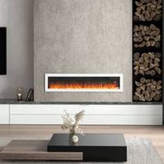 LivingAndHome Wall Mounted Built-in Freestanding Electric Fireplace White 127cm