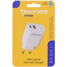 Tekmee 20W 2 USB-C Udgange Fast Oplader