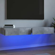 Gris Meubles TV vidaXL Meubles Avec Lumières LED 2 pcs Gris Béton 60x35x15.5 cm Meuble TV