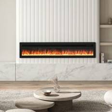 Wall Mounted Electric Fireplace with Remote Control Black