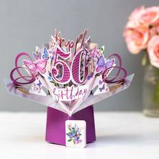 Beige Biglietti & Inviti Second Nature Pop Ups ‘50th Birthday’ Butterflies 3D Card