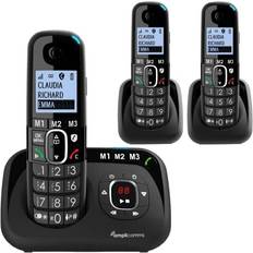 Amplicomms BigTel 1583 Cordless Big Button Phone for Elderly with Answer Machine Plus 2 Additional Handset Loud Phones for Hard of Hearing Hearing Aid