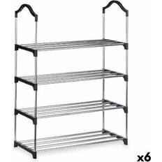 Plata Organizadores de zapatos Kipit Zapatero Metálico 4 Estantes 76 x 26 x 58 cm Plateado Negro Metal Organizador de zapatos