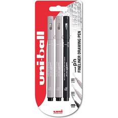 uni-ball Uni Pin Light Grey And Black Fineliner Drawing Pens 3 Pack