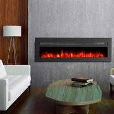 Wall Mounted Built-in Freestanding Electric Fireplace Black 102cm