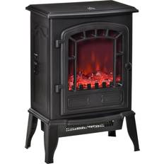 Chimeneas Homcom Freestanding Electric Fireplace Stove W/Realistic Flame Effect 1000W/2000W Black One Size