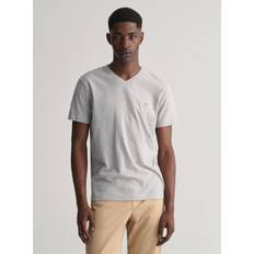 Gant Herr Slim fit Shield V-ringad T-shirt Grå