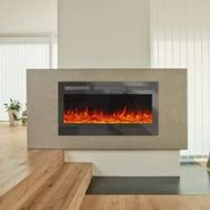 Multicolor Flame Electric Fireplace Wall Insert Black 102cm