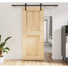 Porte vidaXL Porta Scorrevole Con Set Hardware 85x210 cm Legno Massello Pino (x210cm)