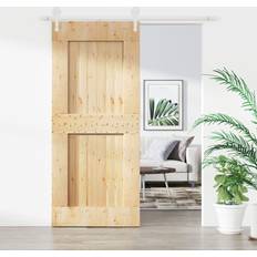 Porte vidaXL Porta Scorrevole Con Set Hardware 90x210 cm Legno Massello Pinocod Mxl 118144 (90x210cm)