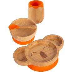 Tiny Dining 4pc Orange Koala Bamboo Suction Baby Feeding Set