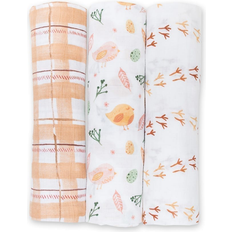 Lulujo Cotton Swaddles 3 Pack Beige Birds