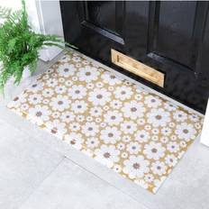 White Entrance Mats Artsy Doormats Mustard Cream Flower White