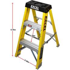 Excel Tools Electricians Fibreglass Step Ladder 3 Tread 0.76M Heavy Duty