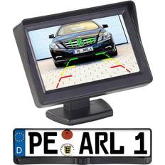 Rückfahrkameras Lescars Rückfahrkamera PA-470 Funk Nummernschild, Einparkhilfe, kabellos, LCD-Farbmonitor