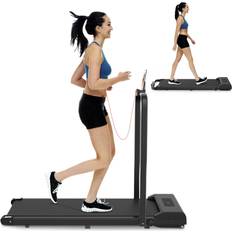 Bigzzia 2-in-1 Folding Treadmill Walking Jogging Under Desk Electric Treadmill Black