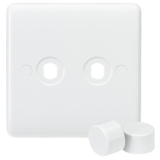 Knightsbridge Curved Edge 2G Dimmer Plate with 2 Matching Dimmer Caps