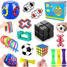 Paochocky 18 Pcs Fidget Toys Set, Sensory Toys for Autism ADHD, Stress Reliever with Toy Box Magic Burger Cube, Flippy Chain Stress Ball Anti-anxiety