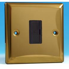 Black Wall Dimmers Varilight 13A Unswitched Fused Spur Victorian Brass Black Insert XV6UB