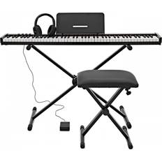 Gear4music VISIONKEY-100 Digital Keyboard Piano, with Bluetooth, Stand Pack