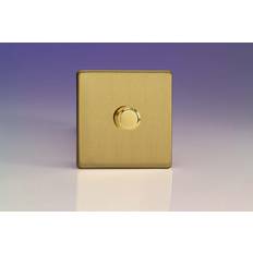 Red Dimmers Varilight JEBP401S Euro Brushed Brass 1 Gang 2-Way Push-On/Off LED Dimmer 0-120W V-Pro