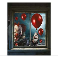 Streamers Fiestas Guirca Horror raamstickers terror clown 30 x 40 cm herbruikbaar Halloween thema decoratie/versiering