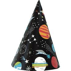 Chapeaux de fête Unique chapeau de fête Outer Space15 cm noir 8 pièces