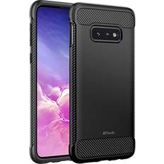 Smal Skal för Samsung Galaxy S10e, Tunt Telefonskal med Stötdämpning och Kolfiber Design Svart