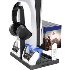 Vertical Stand with Headset Holder and Cooling Fan Base for PS5 & Playstation 5 Accessories