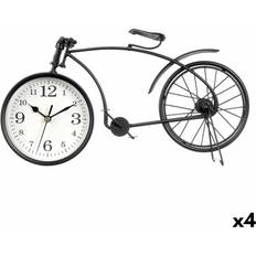 Metal Relojes de Mesa Gift Decor Bicicleta Negro Metal 38 x 20 x 4 cm (4 Unidades) Reloj de Mesa