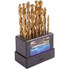 Power Tool Accessories Pro-User Titanium Coated Steel HSS Drill Bit 19pc Set 1-10mm Brass Silver