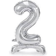 Festartikler PartyDeco ståendene sølv folie ballon 2 tal. 70 cm