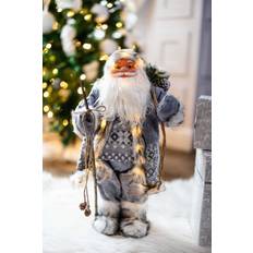 Three Kings Pre-Lit Grey Santa Claus Ornament