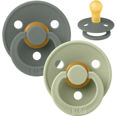 Bibs Rund Colour Napp 2-Pack Stl 1 Naturgummi Pine/Sage