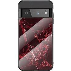Google Pixel 6 Pro Mobiletuier MAULUND Google Pixel 6 Pro Plastik m. Glasbagside Sort & Rød Marmor