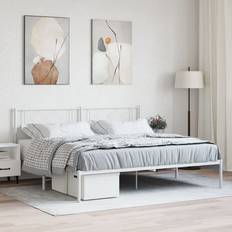 180cm - Stål Sängramar vidaXL Med Huvudgavel Metall Vit 180x200 cm Sängram