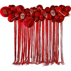 Rouge Streamers Ginger Ray Arche de 60 ballons Halloween Rouge avec Banderoles, Os et crânes