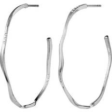 Maanesten Echo Silver Twisted 43mm Half Hoop Earrings 9863C