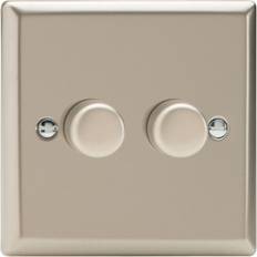 Varilight JNP252 Classic Satin Chrome 2 Gang 2-Way Push-On/Off LED Dimmer 0-120W V-Pro